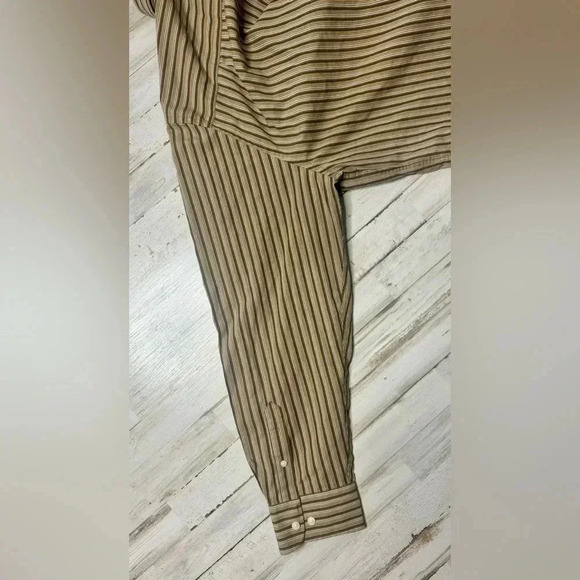 DOCKERS PLUS SIZE XXL Long Sleve Brown stripes Button up shirt - Picture 8 of 13